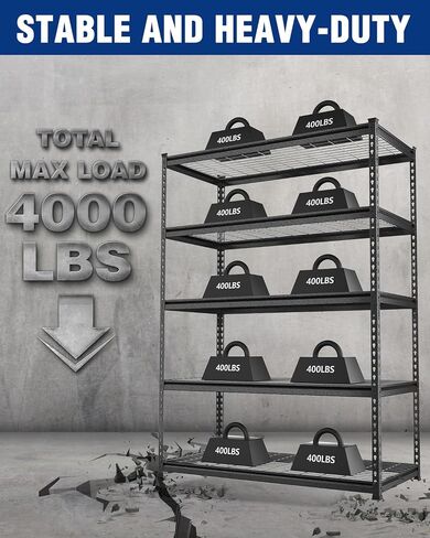 WORKPRO 5-Layer Heavy Duty Metal Storage Rack, 48"W x 24"D x 72"H, Adjustable Shelving Unit with 4000 lbs Total Load Capacity, for Garage, Kitchen, Bathroom, Warehouse in Saudi Arabia