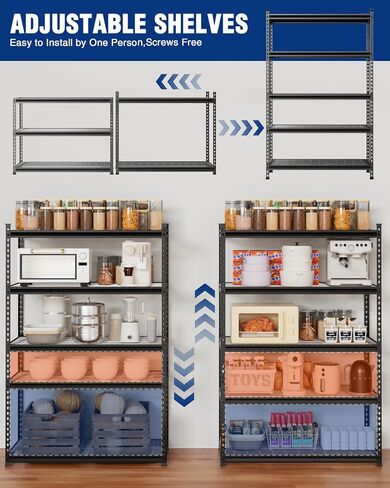 WORKPRO 5-Layer Heavy Duty Metal Storage Rack, 48"W x 24"D x 72"H, Adjustable Shelving Unit with 4000 lbs Total Load Capacity, for Garage, Kitchen, Bathroom, Warehouse in Saudi Arabia