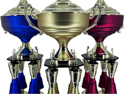 Express Medals Various Sport Giant 54 Inch Tall 19 Inch Wide 4 Post Column Gold Red or Blue Trophy Cup Award Includes Attached Plate with up to 5 Lines of Your Custom Engraved Text. Weighs 11 lbs. in Saudi Arabia