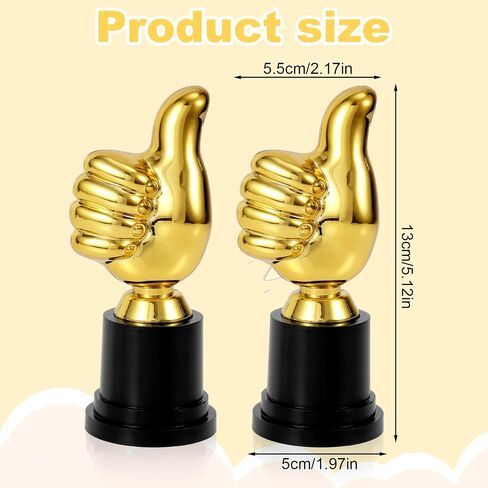 2pcs Golden Thumbs Up Trophy, 5.12in Thumb Up Participation Trophies Engraving Funny Plastic Winner Award for Celebrations Sports Game Classroom Football Competition Rewards Fishing Gift for Adults in Saudi Arabia