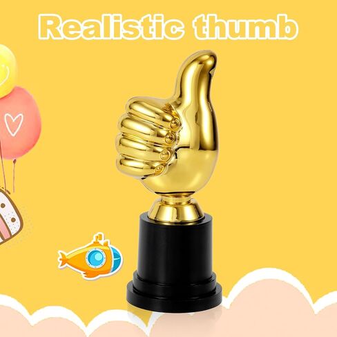 2pcs Golden Thumbs Up Trophy, 5.12in Thumb Up Participation Trophies Engraving Funny Plastic Winner Award for Celebrations Sports Game Classroom Football Competition Rewards Fishing Gift for Adults in Saudi Arabia
