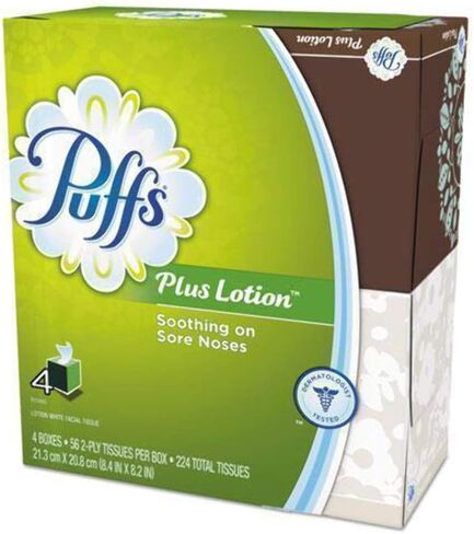 Puffs Plus Lotion Facial Tissue, 3 Family Boxes, 124 Tissues Per Box in Saudi Arabia