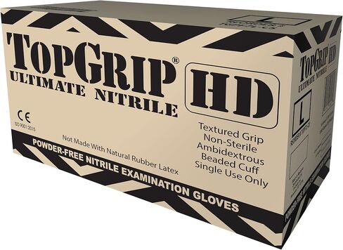 TopGrip HD 7 Mil Heavy-Duty Black Nitrile Exam Gloves, Disposable, Case/1000 (1000, Extra Large) in Saudi Arabia
