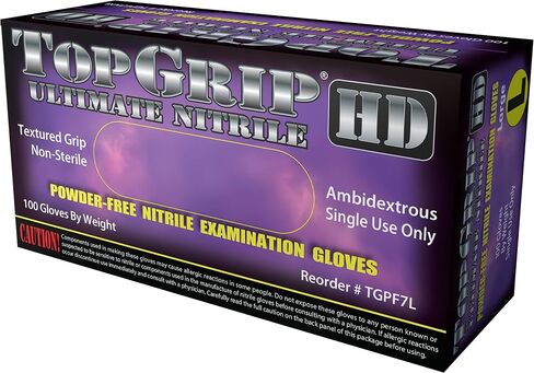 TopGrip HD 7 Mil Heavy-Duty Black Nitrile Exam Gloves, Disposable, Case/1000 (1000, Extra Large) in Saudi Arabia