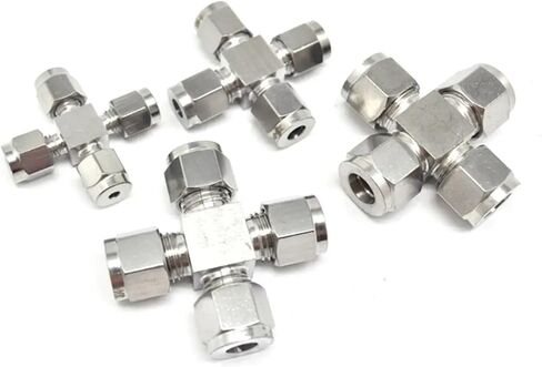 O/D 3-12mm 1/8 1/4 3/8 1/2 بوصة 304 من الفولاذ المقاوم للصدأ على قدم المساواة 4 طرق الأكمام محول موصل الهواء الهوائي 2pcs (Fit Tube OD 6mm) in Kuwait
