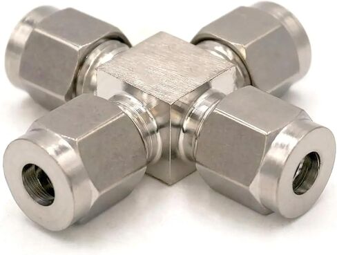 O/D 3-12mm 1/8 1/4 3/8 1/2 بوصة 304 من الفولاذ المقاوم للصدأ على قدم المساواة 4 طرق الأكمام محول موصل الهواء الهوائي 2pcs (Fit Tube OD 6mm) in Kuwait