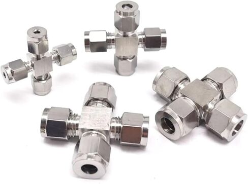 O/D 3-12mm 1/8 1/4 3/8 1/2 Inch 304 Stainless Steel Equal Cross 4 Ways Sleeve Ferrule Pneumatic Air Connector Adapter 2Pcs(Fit Tube OD 3mm) in Saudi Arabia