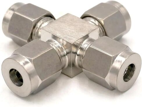 O/D 3-12mm 1/8 1/4 3/8 1/2 Inch 304 Stainless Steel Equal Cross 4 Ways Sleeve Ferrule Pneumatic Air Connector Adapter 2Pcs(Fit Tube OD 3mm) in Saudi Arabia
