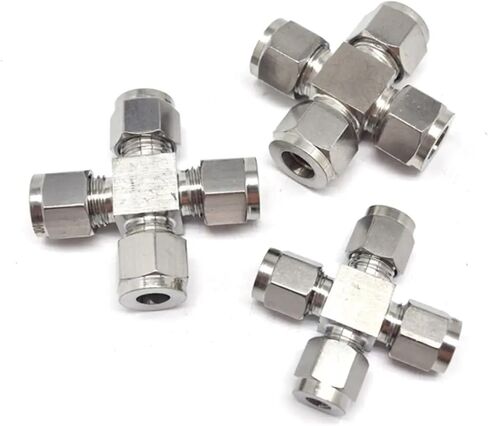 O/D 3-12mm 1/8 1/4 3/8 1/2 Inch 304 Stainless Steel Equal Cross 4 Ways Sleeve Ferrule Pneumatic Air Connector Adapter 2Pcs(Fit Tube OD 3mm) in Saudi Arabia