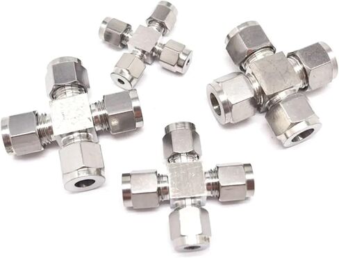 O/D 3-12mm 1/8 1/4 3/8 1/2 Inch 304 Stainless Steel Equal Cross 4 Ways Sleeve Ferrule Pneumatic Air Connector Adapter 2Pcs(Fit Tube OD 3mm) in Saudi Arabia