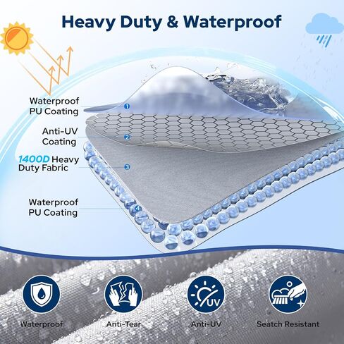 Heavy Duty Boat Cover 17'-19', 1400D Middle Reinforced Waterproof Polyester Canvas, Trailerable Boat Cover with Fast Drainage Kits Fit 17-19ft V-Hull/Tri-Hull/Runabout/Bass Boat/Fish & Ski, Black in Saudi Arabia