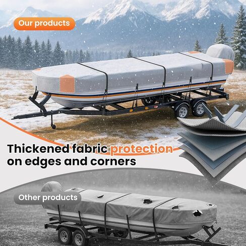 Jon Boat Cover 16ft with Motor Cover, 1200D Heavy Duty Marine Grade Polyester Fabric, Waterproof UV Resistant Mooring Boat Cover with Mooring Sand Bag, Gray in Saudi Arabia