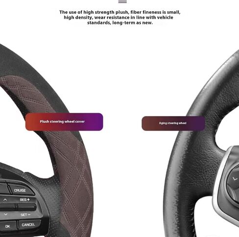 TOMSE Car Steering Wheel Cover for Hyundai Santa Fe 7 Seater (Not Hybrid) 2024, Non Slip Breathable Suede Protector Soft Stylish Resistant Decoration Accessories, B - D Shaped in Saudi Arabia