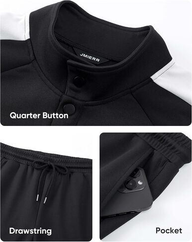 JMIERR Men's 2 Piece Casual Outfits Quarter Button Lightweight Sweatshirt Tracksuit & Joggers Sweatpants Sweatsuit Set in Saudi Arabia