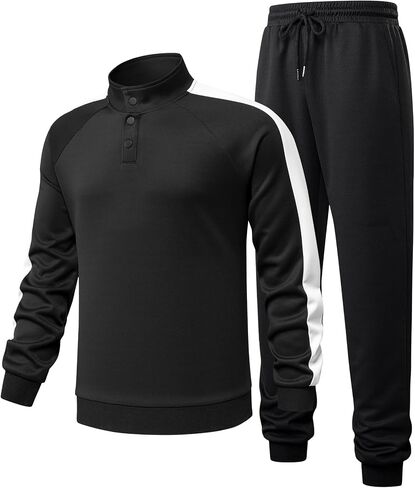 JMIERR Men's 2 Piece Casual Outfits Quarter Button Lightweight Sweatshirt Tracksuit & Joggers Sweatpants Sweatsuit Set in Saudi Arabia