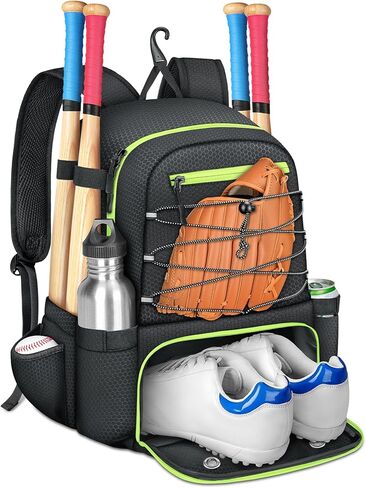 MATEIN Baseball Bat Bag for 4 Bats with Ball Pocket, Lightweight Youth Baseball Backpack with Shoe Compartment, Large Capacity Softball Equipment Bag with Fence Hook for TBall Gear, Helmet, Glove in Saudi Arabia