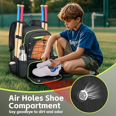 MATEIN Baseball Bat Bag for 4 Bats with Ball Pocket, Lightweight Youth Baseball Backpack with Shoe Compartment, Large Capacity Softball Equipment Bag with Fence Hook for TBall Gear, Helmet, Glove in Saudi Arabia