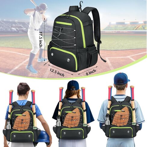 MATEIN Baseball Bat Bag for 4 Bats with Ball Pocket, Lightweight Youth Baseball Backpack with Shoe Compartment, Large Capacity Softball Equipment Bag with Fence Hook for TBall Gear, Helmet, Glove in Saudi Arabia