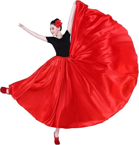 360 Ankle Length Dance Skirt Bellydance Skirts Women Dance Skirt Modern Costume Maxi Skirts for Ballerina in Kuwait