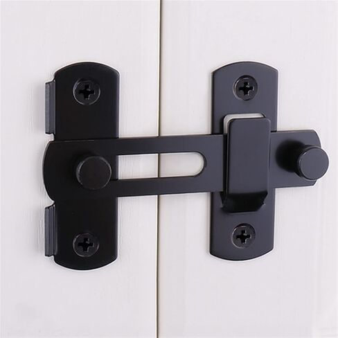 Stainless Steel 90-Degree Door Buckle Door Bolt Theft Door Lock Buckle Door Latch Push-Pull Door Lock 1Pcs(180-black-m) in Saudi Arabia