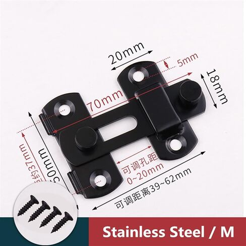 Stainless Steel 90-Degree Door Buckle Door Bolt Theft Door Lock Buckle Door Latch Push-Pull Door Lock 1Pcs(180-black-m) in Saudi Arabia