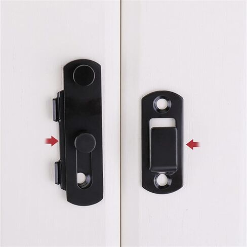 Stainless Steel 90-Degree Door Buckle Door Bolt Theft Door Lock Buckle Door Latch Push-Pull Door Lock 1Pcs(180-black-m) in Saudi Arabia
