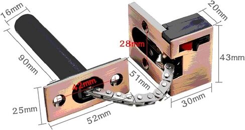 Zinc Alloy Hidden Security Door Chain Lock Extruded Door Latch Anti-Theft Door Lock Home Hotel Protection Lock Hardware 1Pcs(Red Bronze) in Saudi Arabia