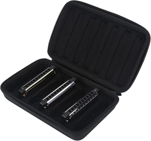 Harmonica Storage Case Harmonica Bag Harmonica Storage Case, PU Leather Black Harmonica Zippered Carrying Case Storage Bag Harmonica Carrying Case for 7 Harmonicas Timpani Bags, in Saudi Arabia