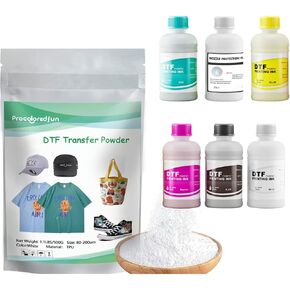 DTF Ink 1500 ml and Powder Set 6 x 250ml Ink CMYKW+Protection Fluid 500 g DTF Powder for A3 A4 l1800 L805 DTF Printer Machine Direct to Transfer Supply Kits