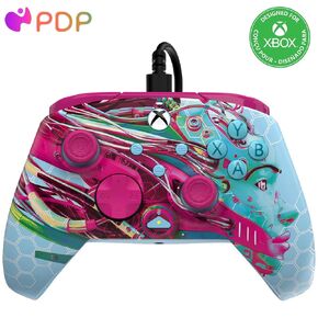 PDP Gaming REMATCH Enhanced Wired Gaming Controller: Licensed Xbox Series X|S Gamepad, Xbox One, PC, Mappable Back Buttons, Customizable Triggers, Audio Control, Companion App: Glitch Green/Blue