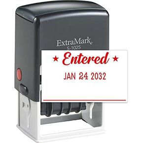 S-1025 Professional Self Inking Office Date Stamp with "Approved" Phrase – Style P - Black Color Ink