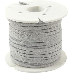 Treasure Gurus 3mm Gray White Leather Lace Spool Jewelry Making Thread 25 Yd Roll Cording Suede