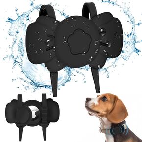 Airtag Dog Collar Holder - Silicone IPX8 Waterproof Airtag Cat Collar - Secure and Stylish, Adjustable Strap Fits All Collar Widths(2 Yellow)