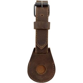 Hide & Drink, AirTag Buckle Keychain Handmade from Full Grain Leather - Accessory Case With Keyring, Secure Attachment for Easy Tracking, Locating Personal Valuables - Bourbon Brown