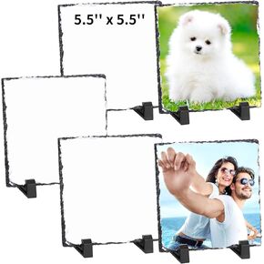 5 قطع ألواح فارغة بالتسامي، 5.5 بوصة × 5.5 بوصة مربعة مخصصة للصور مع حوامل، لوحة صور نقل الحرارة، إطار صور من الحجر الصخري لسطح المكتب لتزيين المنزل، هدايا DIY in Kuwait