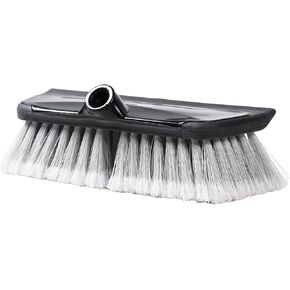 11-inch Scrub Car Wash Brush with Built-in Rubber Squeegee & Rubber Bumper | Soft Bristles Wash Car, Truck, RV, Boat, Solar Panel, Floor | Prevents Scratches | Twists on 3/4-inch Acme Pole