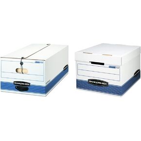 Bankers Box STOR/FILE Medium-Duty Storage Boxes, FastFold, String and Button, Legal, 4 Pack (0070503)