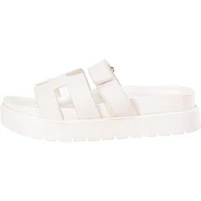 صنادل نسائية ذات نعل سميك مفتوحة من الأمام ونعل سميك ونعل سميك وفيلكرو سهل الارتداء، أحذية صيفية، أبيض، مقاس 9 in Kuwait