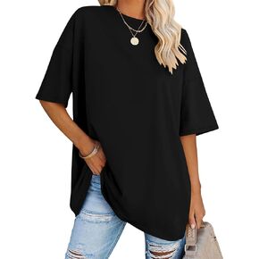 LOMON Oversized T Shirts for Women Short Sleeve Crewneck Summer Tops Loose Casual Mama Shirts Basic Tee