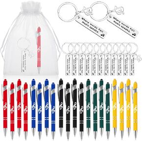 25 Set Music Gifts for Students Music Keychain Music Note Ballpoint Pen with Stylus Tip Organza Bags for Choir Teacher Music Lover Musician Jewelry