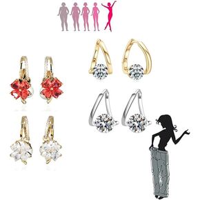 4 Pairs Lymphatic Drainage Slimming Hoop Earrings, Flysmus Halolux Lymphvity Germanium Earrings Acupuncture Therapy Hoop Earrings Fashion Jewelry Gift For Women Men