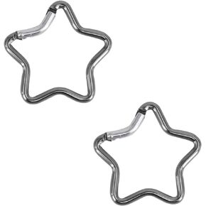 2Pcs Glossy Black Carabiner Clip Star Shaped Climbing Buckle Aluminum Alloy Heavy Duty Keyring Hook for Camping Fishing Hiking Traveling Spring Loaded Keychain Carabiners Accessories