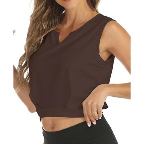ARRIVE GUIDE Crop Top Athletic Shirts for Women Cute Irregular Collar Sleeveless Yoga Tops Running Gym Workout Shirts