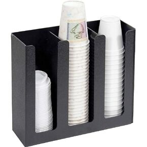 Vertiflex 3-Column Cup and Lid Holder, 12.75 x 4.5 x 11.75 Inches, Black (VFPC-1000)