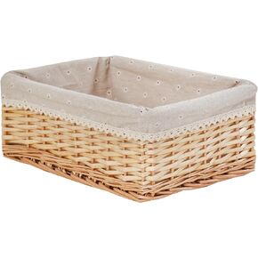Handcrafted Storage Basket, Hand-woven Wicker Shelf Basket, Natural Willow Materials, Rectangular, 1 Pack, Small Size