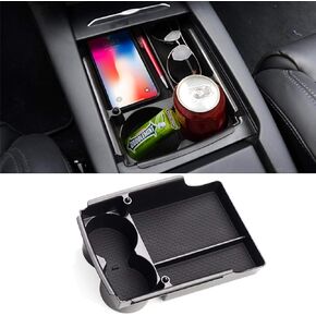 Jaronx Compatible with Tesla Model S/Model X Center Console Storage Box, Insert Organizer Tray+Cup Holder (Compatible with Tesla Model S/X 2021-2016)-Upgraded Accessories Compatible with Tesla X/S