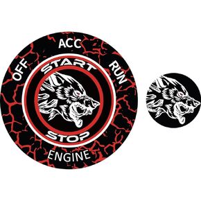 Push Start Button Cover for Dodge Challenger Charger Durango Ram Accessories 2015-2024, Engine Start Ignition Kit Emblem-Unique Snarling Wolf Design-Baby Blue-Car Decor Sticker Gift