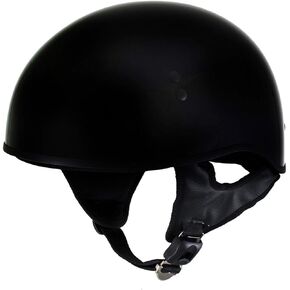 Hot Leathers HLT68 Gloss Black 'The O.G.' Advanced DOT Skull Cap Motorcycle Half Helmet for Men and Women Biker - Medium