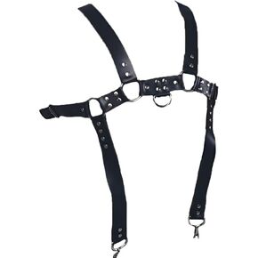 Men's Faux Leather Sexy Body Chest Harness Belt,Buckle Adjustable Punk Belt Shoulder Straps Clubwear Costume for Party