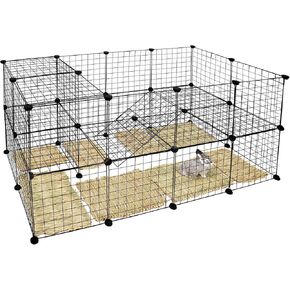 c & c قفص لخنازير غينيا داخلي الحيوانات الصغيرة روضة قفص مع حصيرة الإجمالي روضة للأرانب، خنازير غينيا، الأرنب، جرو، الهامستر سياج قفص بيت الكلب 36 لوحات DIY سلك ساحة السياج in Kuwait